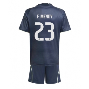 Billige Fotballdrakt Real Madrid Ferland Mendy #23 Replika Bortedraktsett Barn 2025-26 Kortermet (med bukser)